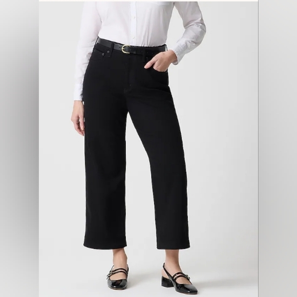 J. Crew Denim - J.Crew Curvy Wide Leg Crop Jeans 29T Black Mid- Rise All-Day Stretch NWT Classic